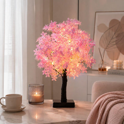 Purealm Cherry Blossom Tree Lamp Pink Floral Bonsai Fairy Light Desk Night Light